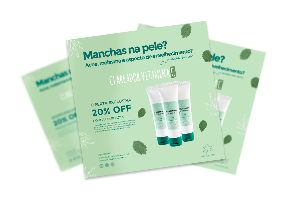 Peças gráficas desenvolvidas para as redes sociais da Phytoflora Farma